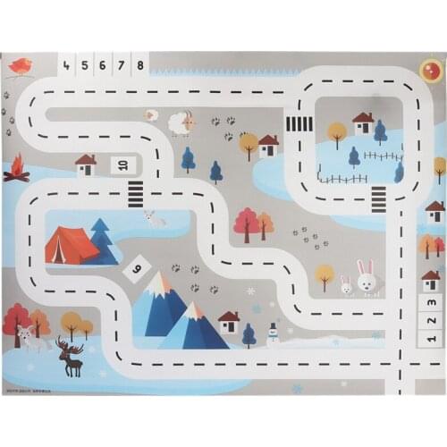 Toy Car Mat Map Childrens Play Area Rug Pad Urban Road Map Game Collapsible Building Parking Lot 130X100CM