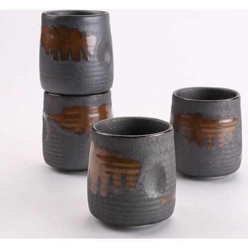 240ml Imitation Stoneware Rib Round Mouth Mug Creative Ceramic Tea Mug Coffee Cup