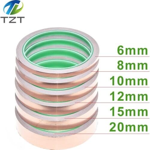 10m 6-20mm Adhesive Tape Foil Tape Adhesive Conductive Copper Shield Eliminate EMI Anti-static Single-sided Repair Tape