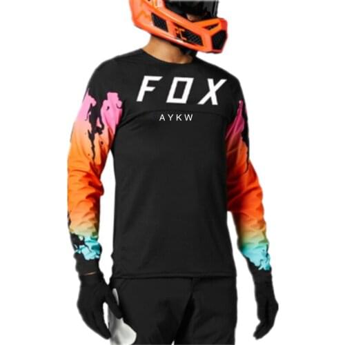Summer outdoor off-road motorcycle long-sleeved AYKW Fox Maillot DH bike downhill jersey for men BMX mtb Tour de france 2021