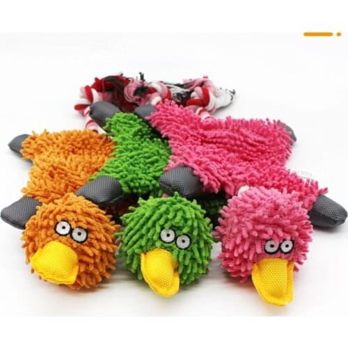 Cute Lying Duck Dog Toys Squeak Sound BB Plush Aggressive Chew Rope Pet Toys For Chihuahua Small Dogs Accessories