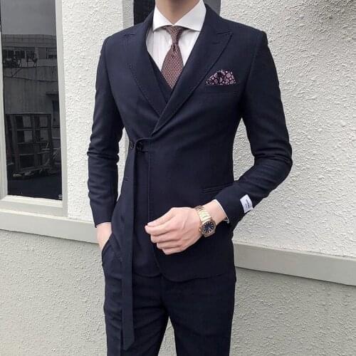 Mens Clothing Classic Men Long Suits Fashion Business Banquet Mens Suit Jacket And Pants Size Slim Fit Design Men Wedding Suit