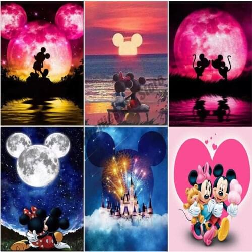 Minnie Mickey Lovers Diamond Painting Disney Full Square/Round Diamond Embroidery Mosaic Cross Stitch Kits Home Decor Christmas