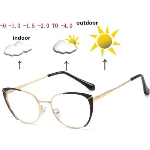 New Sun Photochromic Myopia Eyeglasses Elegant Optical Women Finished Myopia Eyewear prescription Glasses Frame -1.0 -4.0 NX