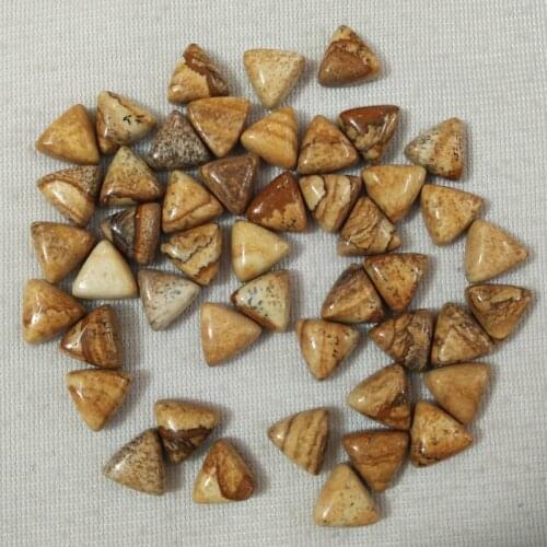 Wholesale 50pcs/lot fashion high quality natural picture stone triangle cab cabochon beads 10x10x10mm for jewelry making free