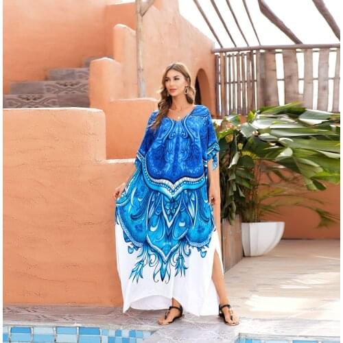 Beach cover up bathing suit cover ups bikini cover up vestidos za verano print beach dress beach robe caftan dress beach maxi