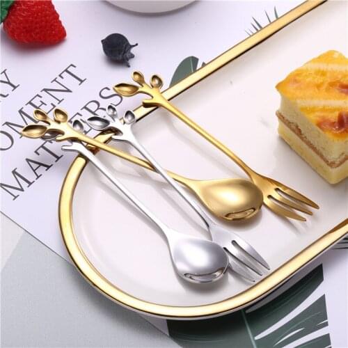 Gold Plated Stainless Steel Espresso Spoon Fork Mini Teaspoons for Coffee Sugar Dessert Cake Ice Cream Soup Antipasto Cappuccino
