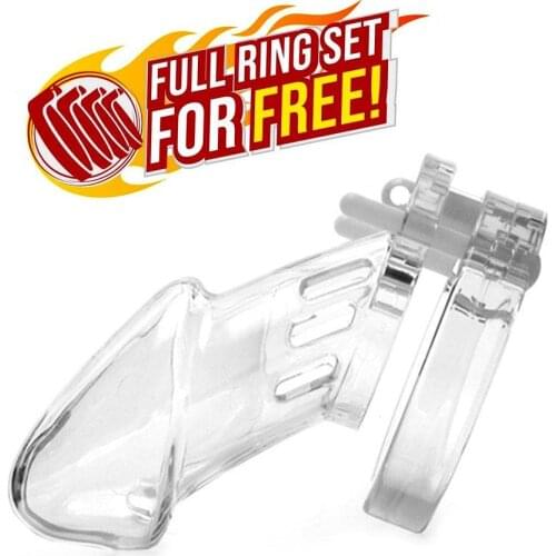 WATCHFUL EYE TRANSPARENT PLASTIC CHASTITY CAGE 2.75 INCHES AND 3.55 INCHES LONG