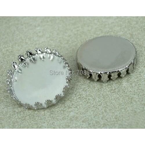 Blank Round Crown Bezel Trays Pad Bases Settings Resin Cabochon Findings for Floating Charms Lockets Making Rhodium tone Plated