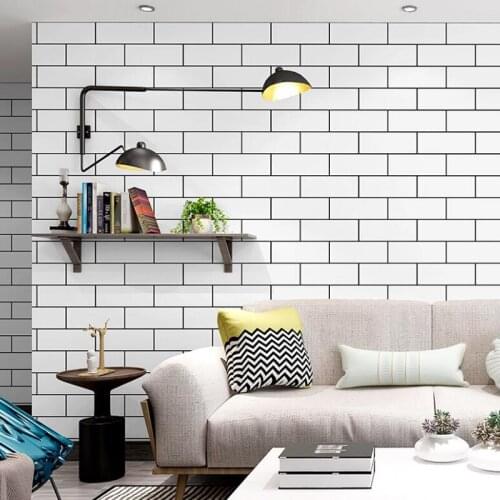 Nordic Ins White Brick Wallpaper Roll Waterproof Living Walls Wallpapers PVC Milk Tea Shop Decoration 3d Bricks Wall Paper EZ216