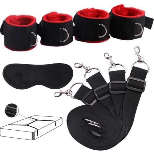 Sex Toys for Couples Under Bed BDSM Bondage Restraint System Fetish Eye Mask Adult Games Set Wrists & Ankle Cuffs Sex Products