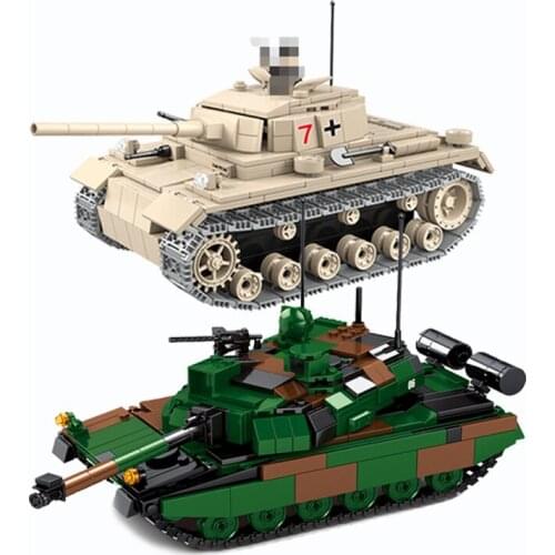 CB WW2 Military Bricks Set Modern Tanks Building Blocks Soldiers Weapons Army Models Kids DIY Toys forMould King