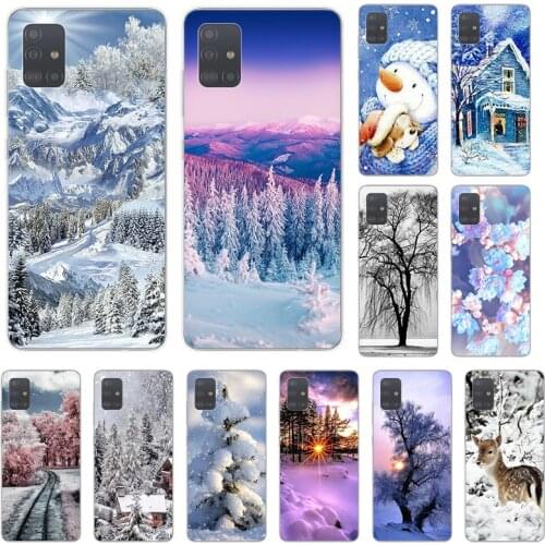 Winter Snow Ice Tree Silicone Soft Phone Case For Samsung A71 A41 A31 A10 A42 A21S A72 A52 A51 A11 A50 A70 A20 A30 A40 A12 Cover