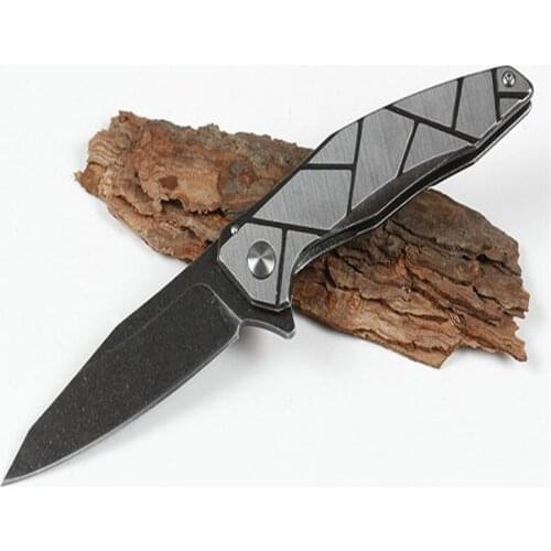 Folding Knife Keshaw 1735 Quick Open 440C Sharp Blade Steel Plate On The Front And Back Hnadle Outdoor Camping Survival EDC Tool