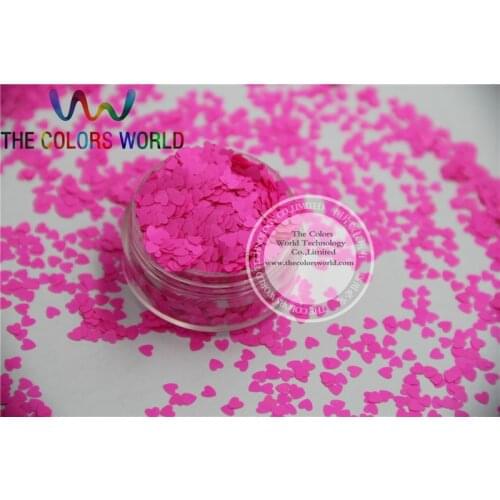 Solvent resistant - Neon Rose Carmine Color heart-shaped Glitter Spangles for Nail Polish and Other DIY decoration 1Pack =50g
