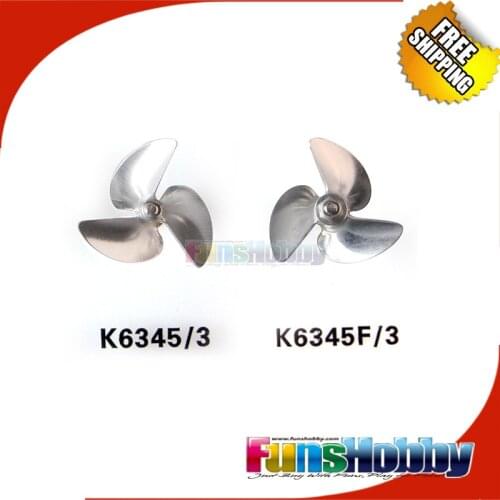Tenshock 7075-T6 CNC Prop 3 Blade Al Drive Dog Right 3/16 INCH Propeller & Reverse Propeller 2 PCS For RC Boat