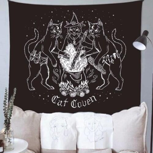 Boho Decoration Cat Mysterious Divination Witchcraft Tapestry Wall Hanging Tapestries Aesthetic Room Decor Witchcraft Supplies