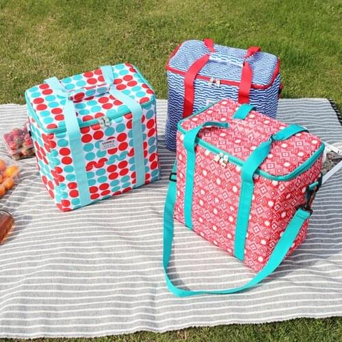 Outdoor Insulated Cooler Bag Leakproof Beach Cooler Zippered Tote Family Outdoor Lunch Bag Picnic Storage Bag Carry Tote Box