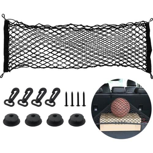 Universal Car Trunk Net Holder Cargo Luggage Storage Organizer Net Mesh With 4 Hook Adapters For Car Van Pickup SUV MPV