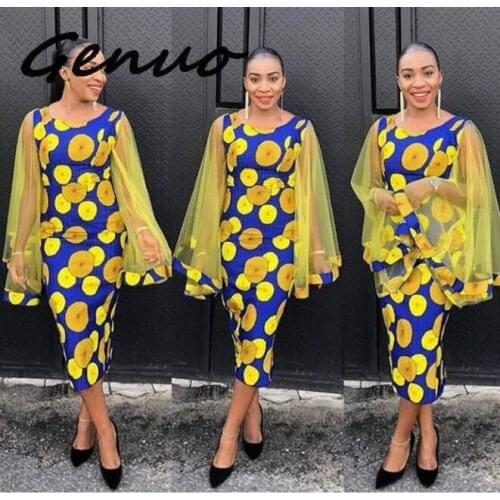 Vintage Bodycon Dress Women Party Spring Mesh Long Sleeve Polka Dot Tight Print Yellow Elegant Ladies 2019 Summer Midi Dresses