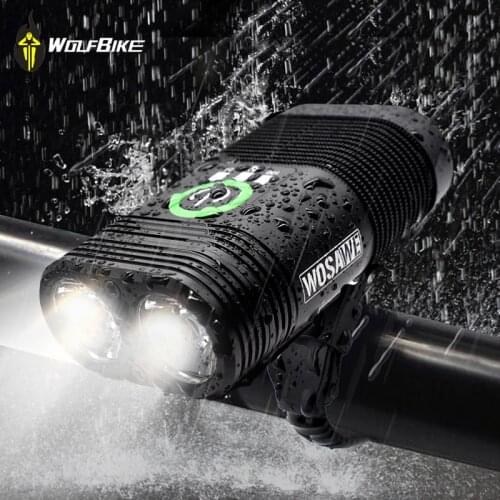 WOSAWE Waterproof 2400 Lumens Bicycle Headlights Double LED Built-in Rechargeable USB Mtb Mountain Bike Cycling Flashlights