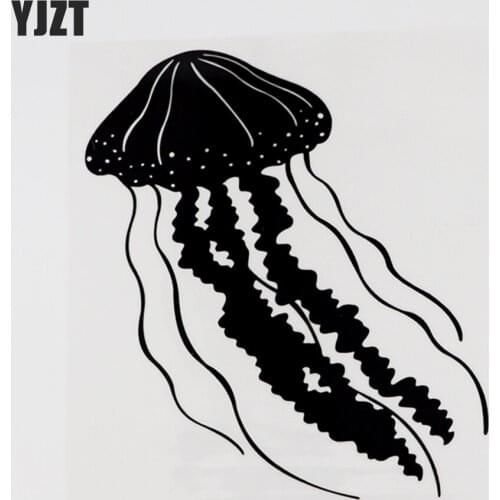 YJZT 13.9CM×16.4CM Sea Animals Vinyl Jellyfish Tentacle Decal Car Stickers Black/Silver 13D-1181