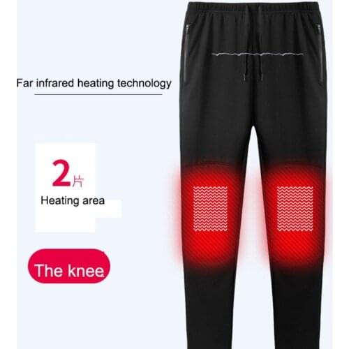 Winter Carbon Fiber Knee Heating Womens USB Smart Heating Pants Mens Thickened Warm Pants Washable Adult 3 Temperatures