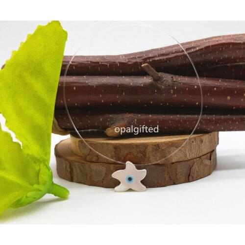 1pc Transparent Chain Mother Of Pearl Shell Round/Sea Star/Hamsa/Marquise/Heart With Evil Eye Necklace For Gift