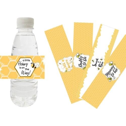 10pcs, Personalized Water Bottle Labels Happy Bee Day Stickers Happy Birthday Honey Bee Party Baby Shower Decorations Kids Toy