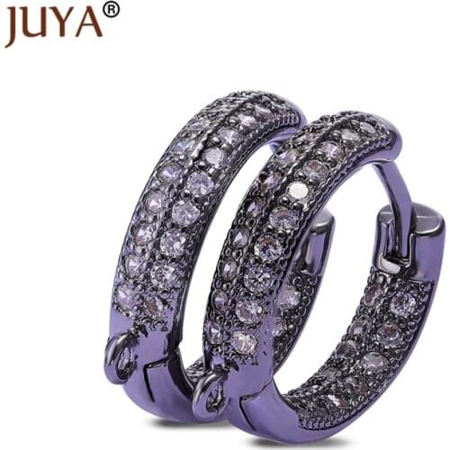 2 Pairs Wholesale 4 Colors Shiny CZ Zircon Pave Round Hoop Earrings Hooks Findings For Jewelry Making DIY Pearls Tassel Earrings