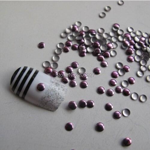 200pcs Cute S-25 3mm Nail Art Purple Round Metal Stud Nail Art Decoration