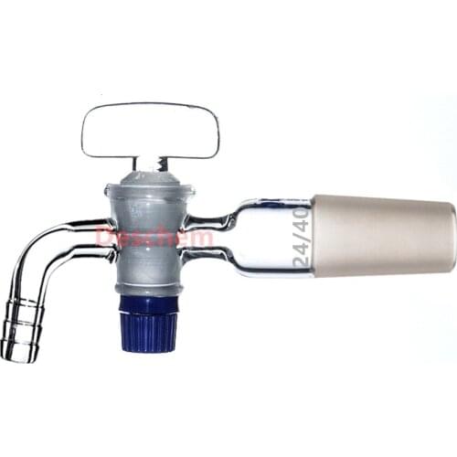 24/40,Glass Vacuum Adapter,Bent Hose Connection,Lab Stopcock,Flow Control Valve With Plastic Screw