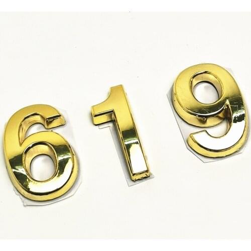 35mm Gold Self Adhesive Numeral Door Plaque House Sign Plating Gate Digits 0 to 9 Plastic Number Tag Hotel Home Sticker Address