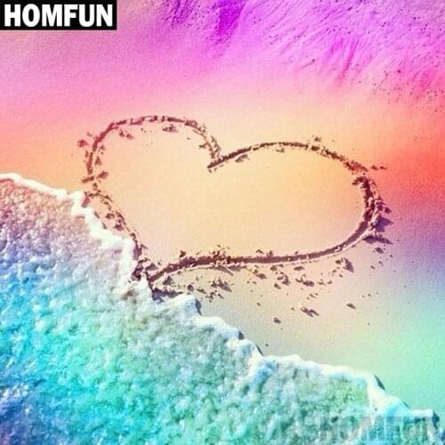 HOMFUN Full Square/Round Drill 5D DIY Diamond Painting "Seaside heart" Embroidery Cross Stitch 5D Home Decor Gift A02642