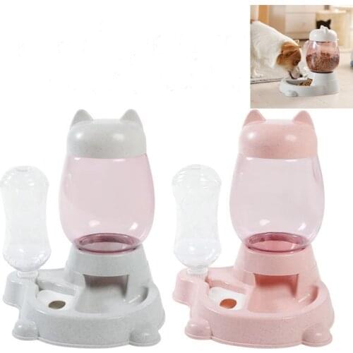 Pet Automatic Feeder for Dogs Cats 2.2L Slow Food Container Drinking Water Bottle 528ML Pets Feeding Supplies Cat Food Storage