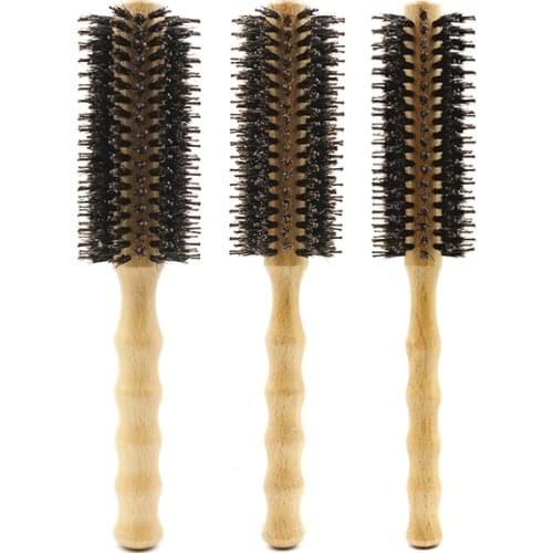 1PC Hair Brush Bamboo Round Hair Brush for Women Curling Detangling Hair Brush Tangle Boar Bristle Hair Brush