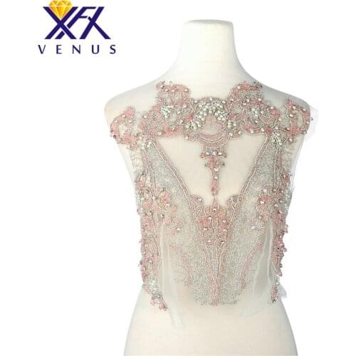 XINFANGXIU Large Side Rhinestones Patch DIY Apparel Sewing Beads Embroidery Applique Patches For Wedding Dress Accessories