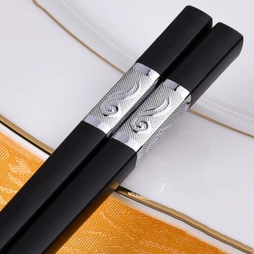 Black Gold Korean Chopstick Food Sushi Chop Stick Black Silver Square Japanese Chopsticks Chinese Food Stick Restaurant Cutlery
