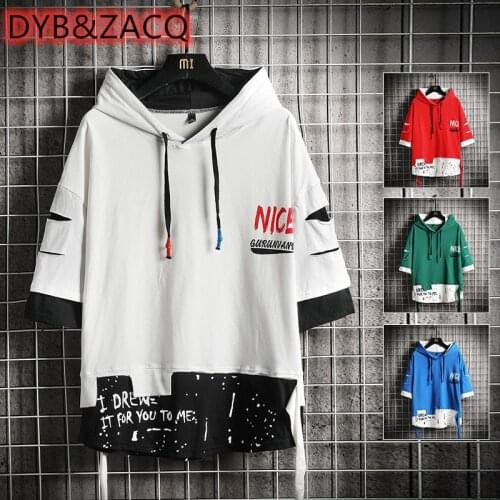 T-Shirt Male Doodle Short Sleeve Hoodies Popular Logo Trend Half Sleeve Summer Loose Student Shirt 2021 New Clothes Hoodies Men