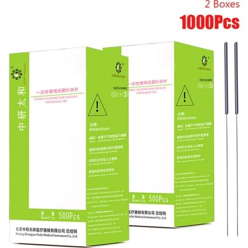 1000pcs 2box Taihe Acupuncture Needles 1000 Needle Disposable Needle Beauty Body Acupoint Massage Sterilze Needle with tube