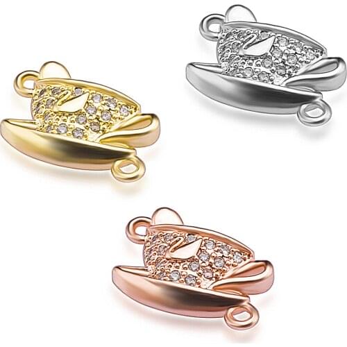 Fine Swan Silver Micro Inlaid Crystal Coffee Cup Jewelry Accessory Connector DIY Fashion Jewelry Necklace Jewelry Accessories