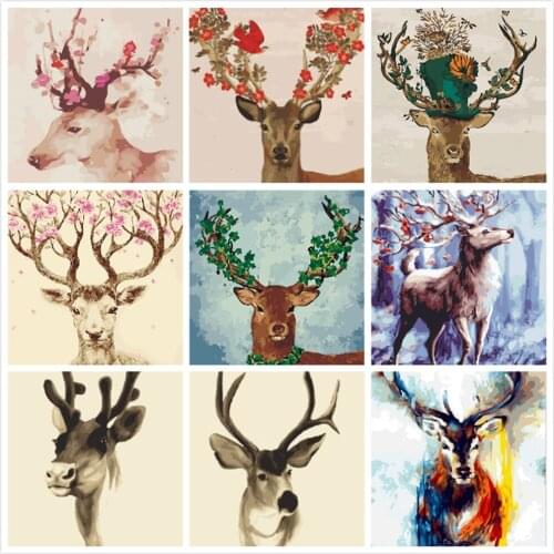 Dear Deer Painting By Numbers For Adults Kits Hand Painted Decor Drawing Canvas DIY Oil Coloring Paint Pictures By Numbers
