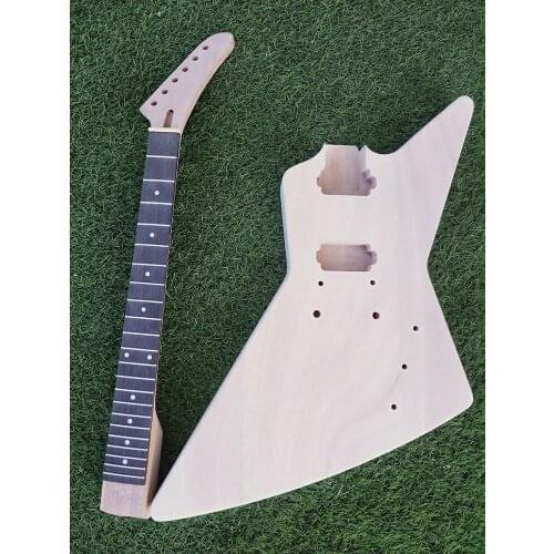 1Set Guitar Guitar neck 22 Fret 24.75 inch Guitar Body mahogany made Banana Head Dot Inlay Set in Kit DIY