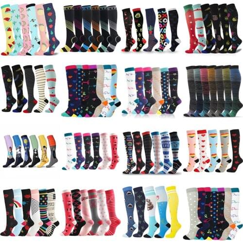 Compression Stockings Outdoor Varicose Veins Mens Socks Diabetes Basketball Bicycle Socks Printed Sports Natural Walking