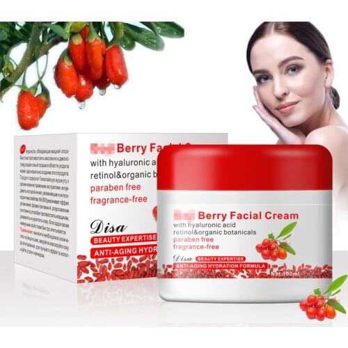 Goji Berry Facial Cream With Hyaluronic Acid Paraben Free Fragrance Anti-oxidation Anti-aging Skin Firming face massage freeship