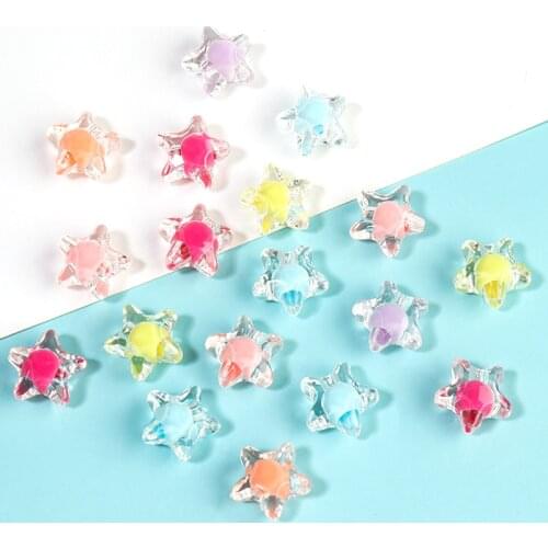 Linsoir 50Pcs/Lots Fashion Acrylic Star Spacer Beads for Jewelry Making Charm Bracelet Women Handmade Jewelry Girls Gift