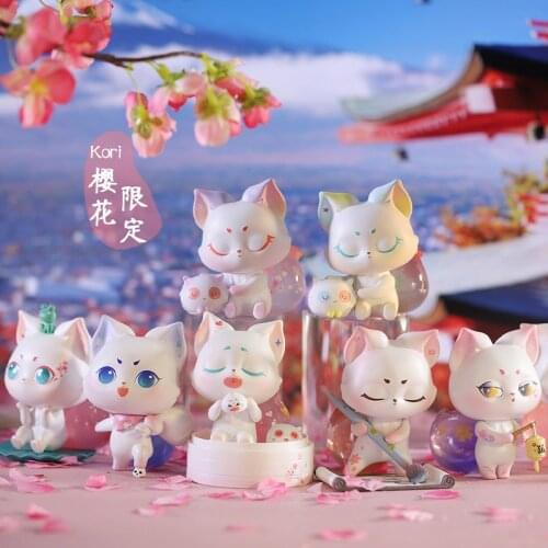 Little Fox Sakura Series Blind Box Toy Figure Designated Style Cute Anime Animal Gift Free Shipping Surprise Doll Mistery Box