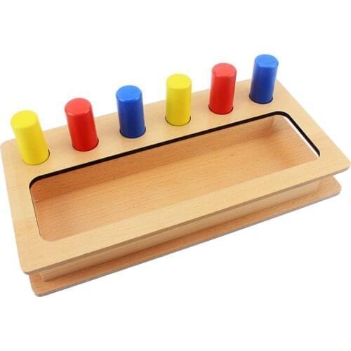 Montessori Materials Kids Toy Baby Wood Tri-color Cylinder Insert Box Learning Educational Preschool Training Brinquedos Juguets