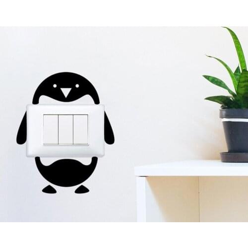 Cute Penguin Art Switch Sticker Living room Bedroom Decorative Wall Stickers Vinyl Waterproof Murals JG1407