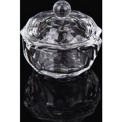 Mini Crystal Glass Dappen Dish with Lid Bowl Cup Nail Art Craft Tool